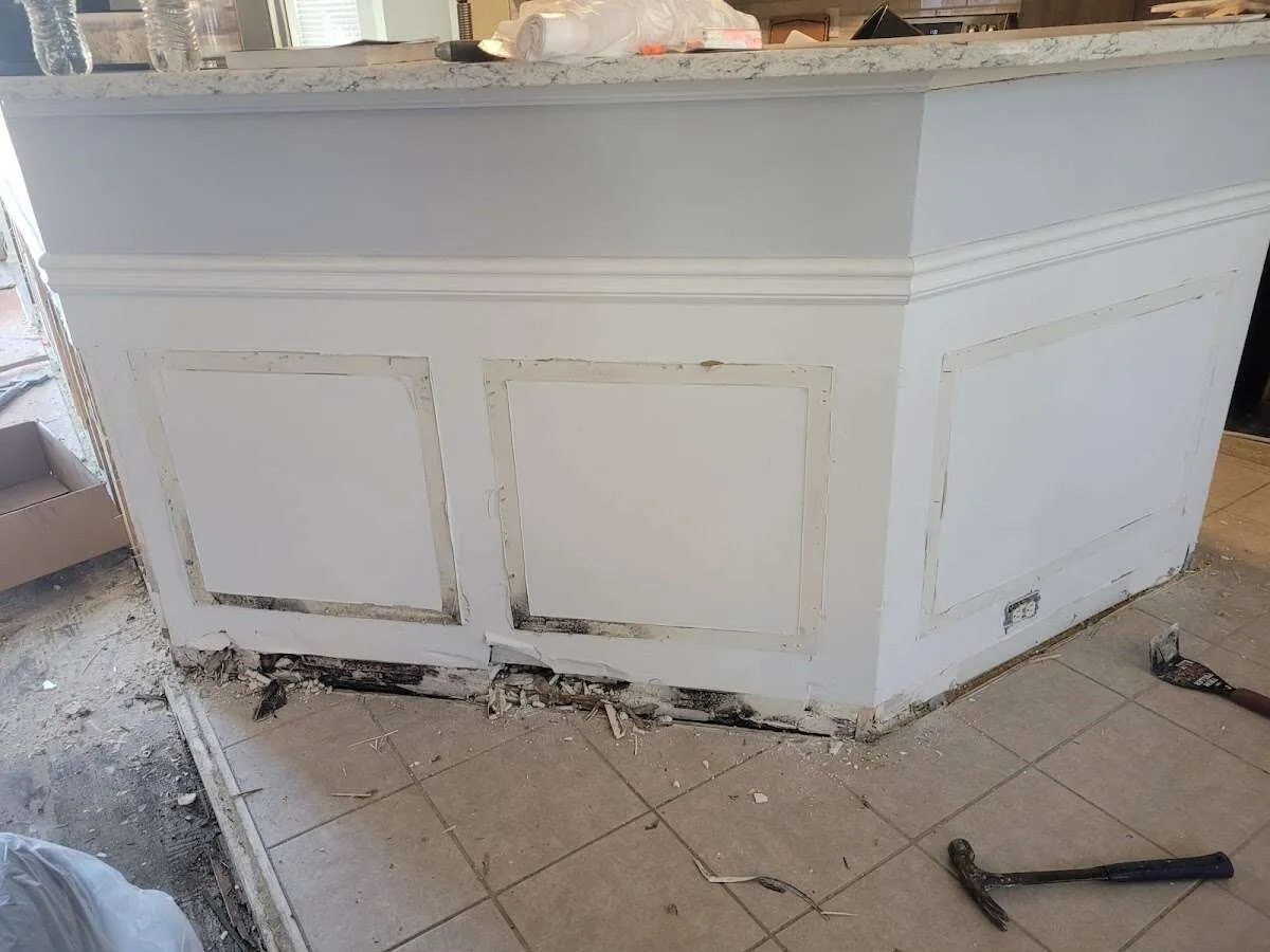 Water damage and mold on kitchen during Burst Pipe Cleanup in Belleville